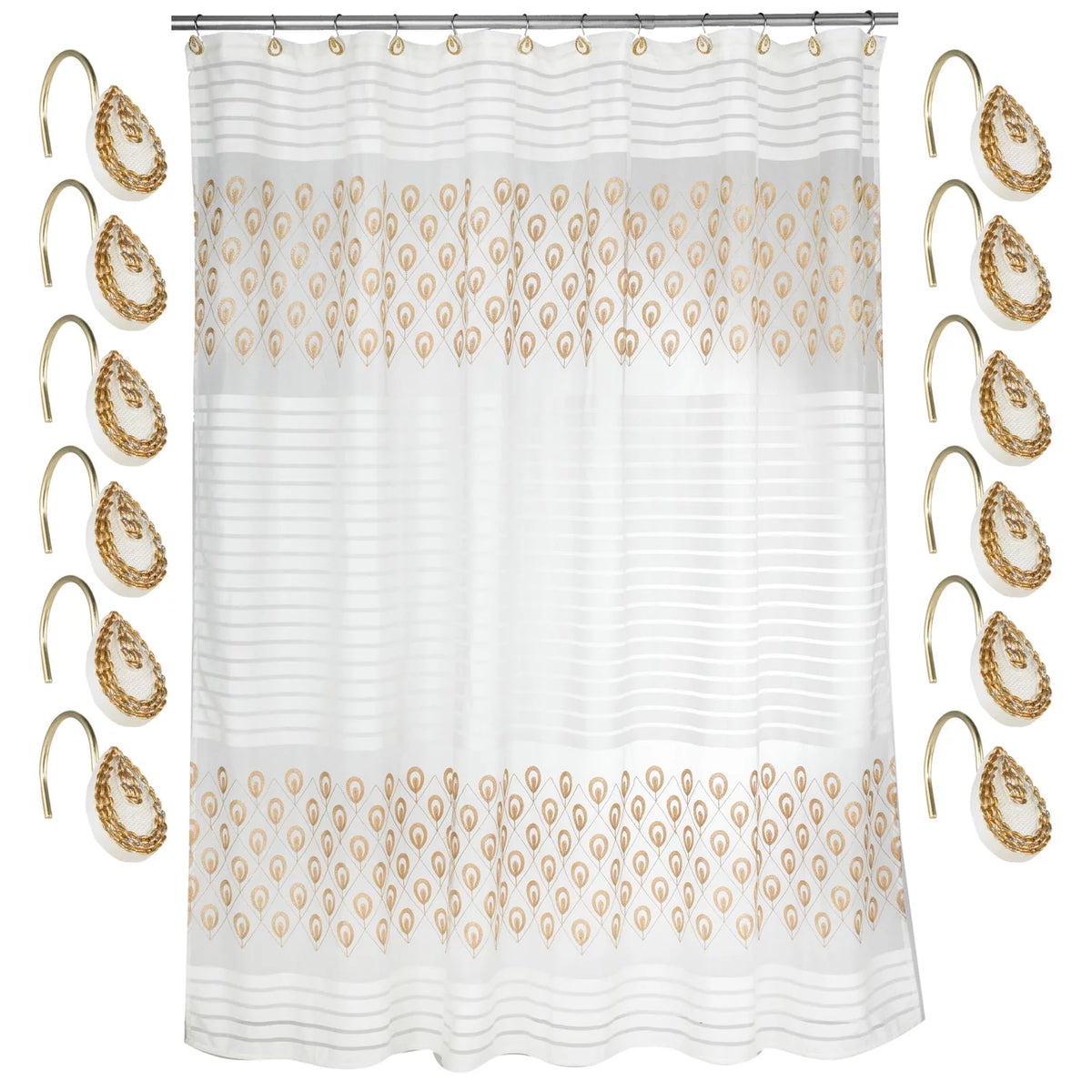 Shower Curtain and Hooks Set Z2676