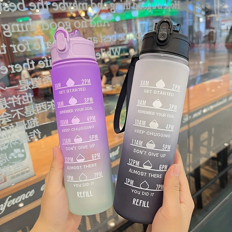 32oz Motivational Water Bottle with Straw & Time Marker G9913