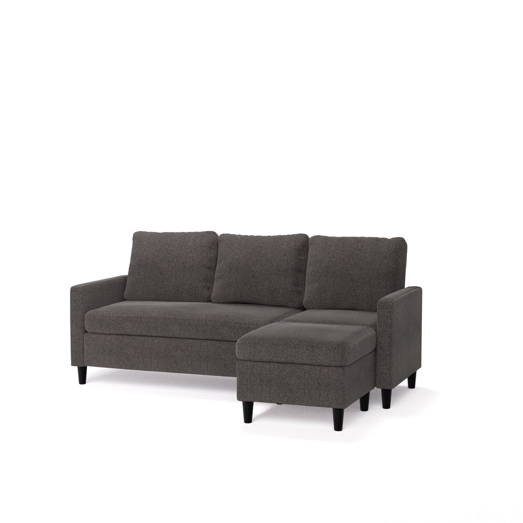 Dark Grey Convertible Sectional Sofa with Reversible Chaise I53941