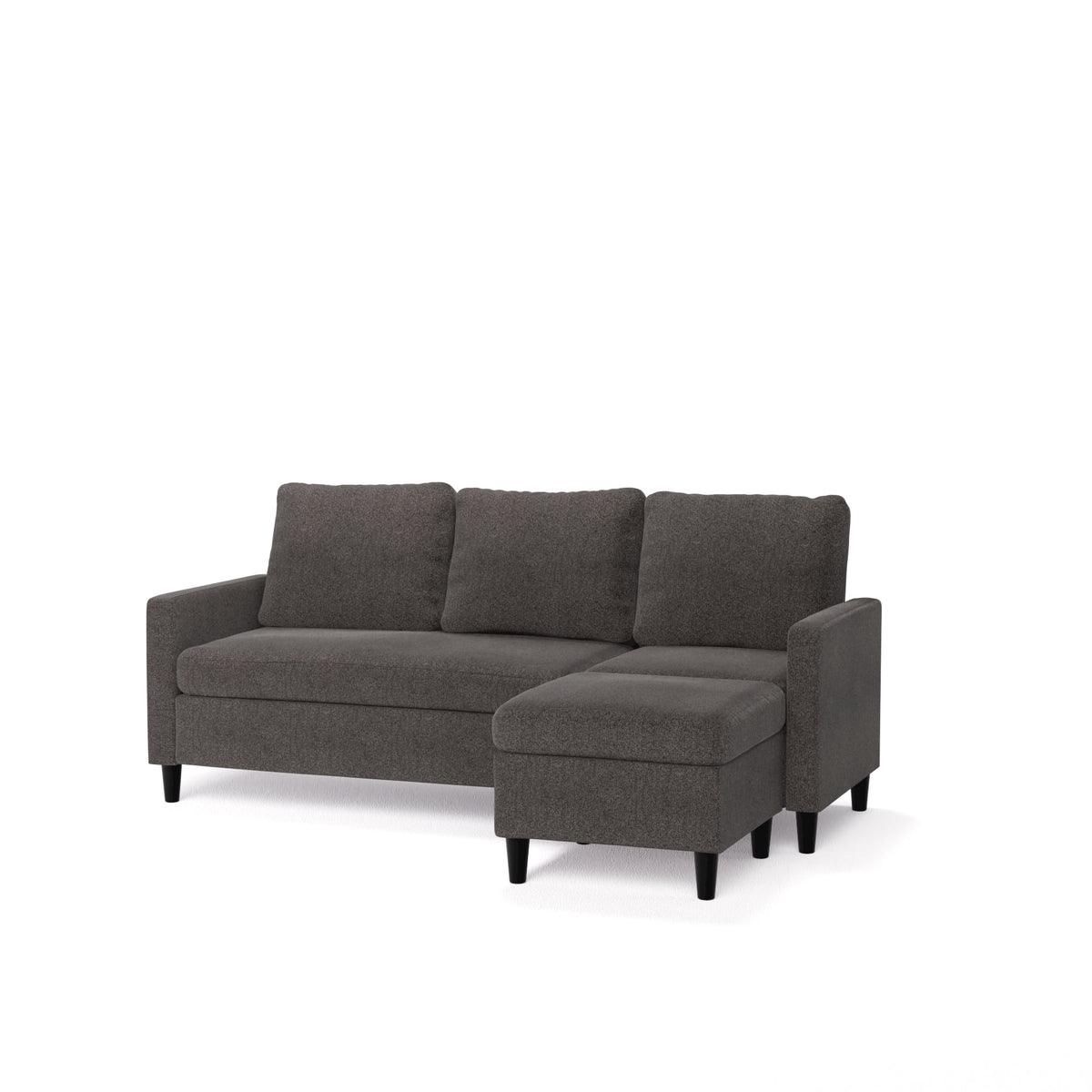 Dark Grey Convertible Sectional Sofa with Reversible Chaise I53941